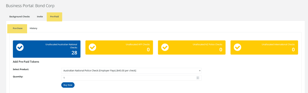 Pre-Paid - Account & Activity History 1 Pre paid purchasing credits